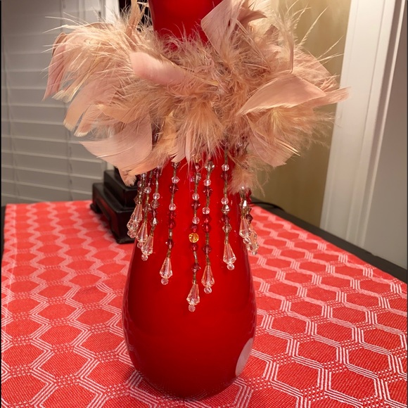 Feathers and Beading Wine bottle adornment - Picture 2 of 16